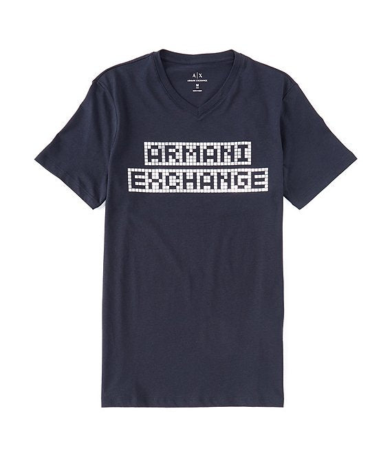 ARMANI EXCHANGE Video Game Logo Short-Sleeve V-Neck Tee