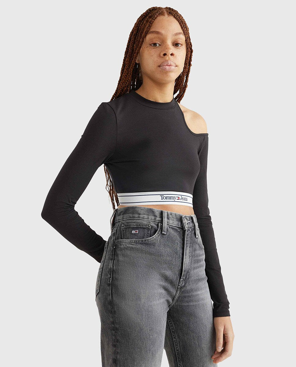 TOMMY HILFIGER Cutout Detail Long Sleeve Crop Top