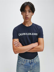 CALVIN KLEIN Mens Institutional Logo Slim Fit T-shirt Night Sky