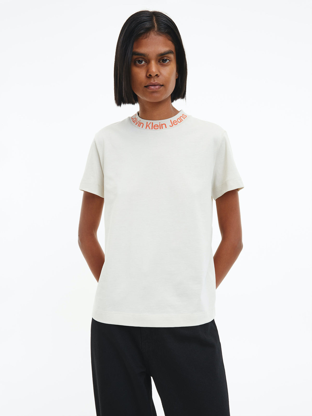 CALVIN KLEIN Organic Cotton Logo Collar T-Shirt