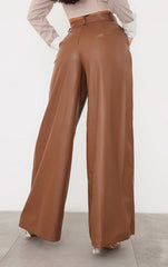 PRETTY LITTLE THING Faux Leather Tailored Extreme Wide Leg Pants