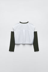 ZARA Combination Cut Out Sweatshirt - Khaki