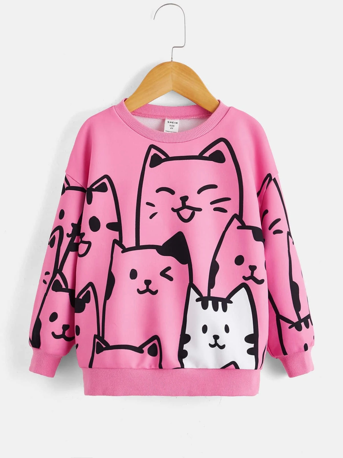 SHEIN Kids Girls Cartoon Graphic Drop Shoulder Sweatshirt