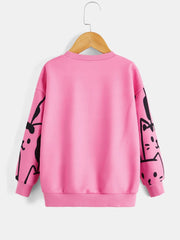 SHEIN Kids Girls Cartoon Graphic Drop Shoulder Sweatshirt