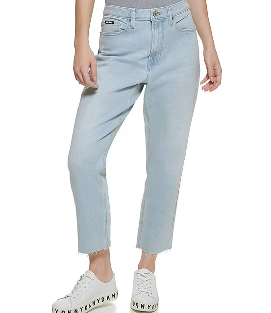 DKNY Jeans Broome High Rise Raw Hem Cropped Denim Jeans