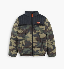 LEVI`S ALL OVER PRINT COLOR BLOCKED PUFFER BIG BOYS JACKET