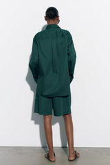 ZARA Asymmetric Poplin Shirt - Duck green