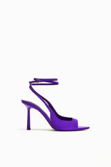 ZARA Fabric High Heel Sandals - Purple