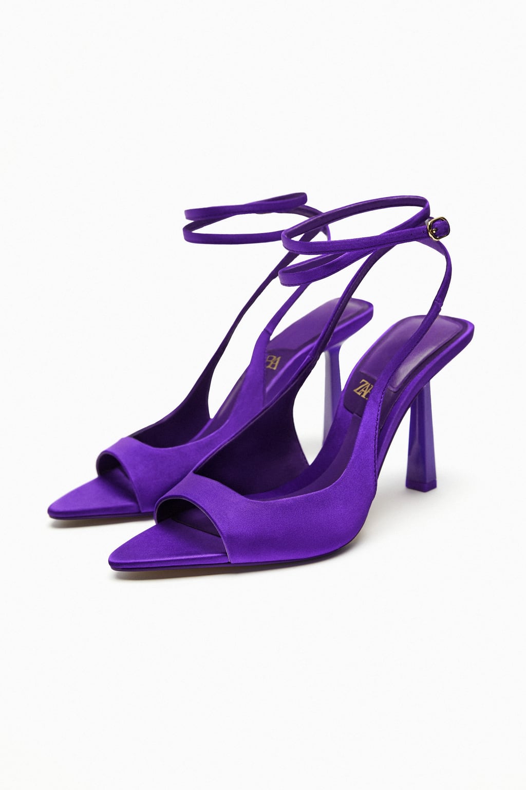 ZARA Fabric High Heel Sandals - Purple