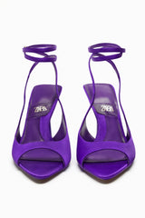 ZARA Fabric High Heel Sandals - Purple