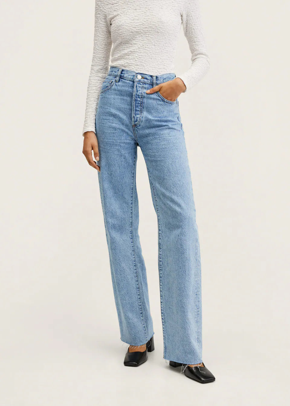 MANGO High-waist wideleg jeans