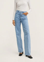 MANGO High-waist wideleg jeans