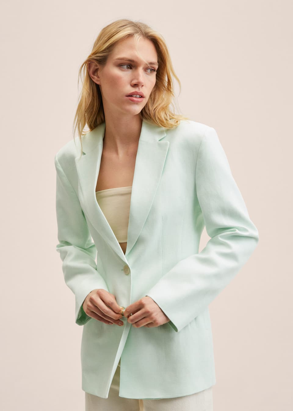 MANGO Structured Linen Jacket