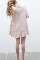 ZARA Short Tiered Dress - Pale pink