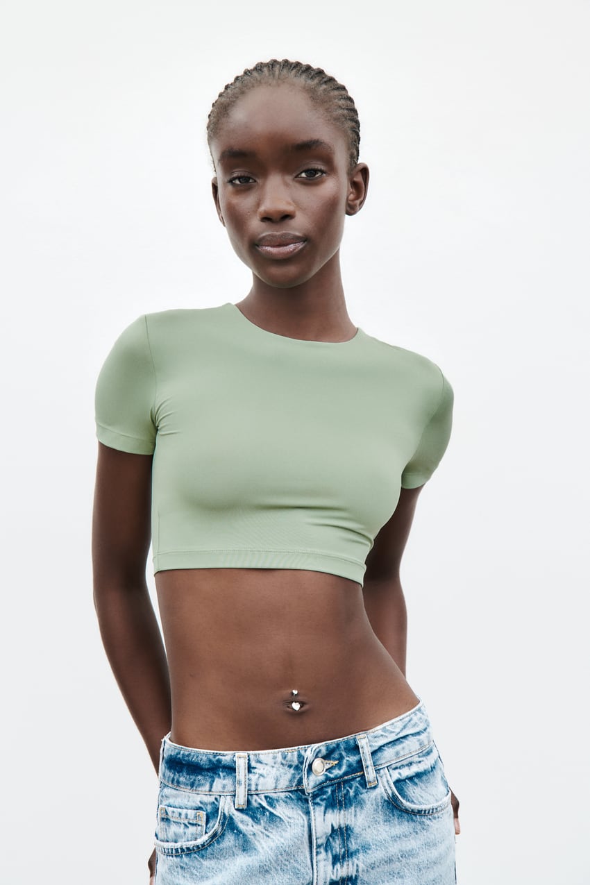 ZARA Short Sleeve Crop Top