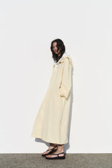 ZARA Water Repellent Nylon Raincoat - Ecru