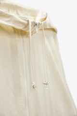 ZARA Water Repellent Nylon Raincoat - Ecru