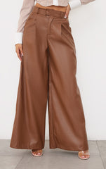 PRETTY LITTLE THING Faux Leather Tailored Extreme Wide Leg Pants