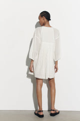 ZARA SHORT EMBROIDERED DRESS - Oyster White