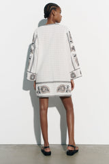 ZARA SHORT EMBROIDERED DRESS - White