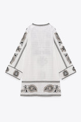 ZARA SHORT EMBROIDERED DRESS - White