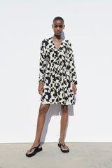 ZARA PRINTED SHORT DRESS - Black / White