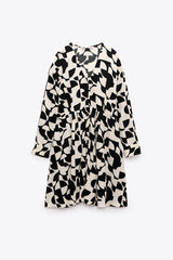 ZARA PRINTED SHORT DRESS - Black / White