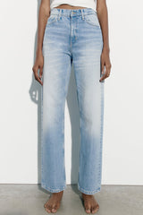 ZARA High Rise Trf Barrel Jeans - White