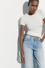 ZARA High Rise Trf Barrel Jeans - White