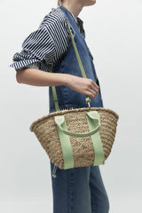 ZARA Raffia Basket Bag - Green