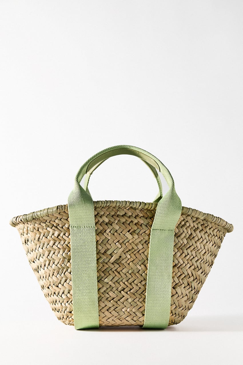 ZARA Raffia Basket Bag - Green