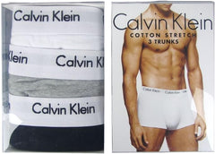 CALVIN KLEIN Mens Trunk Boxer Shorts 3 Pack Soft Cotton Underwear