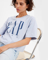 GAP Logo Boxy Jersey T-shirt In Ice Blue