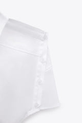 ZARA Asymmetric Gabardine Top - White