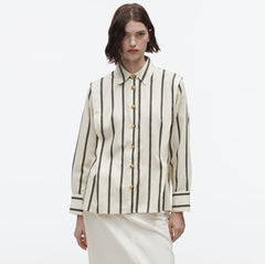 ZARA Striped Rustic Shirt - Ecru / Black