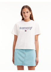 TOMMY HILFIGER  –  tartan logo classic fit t-shirt