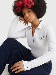 TOMMY HILFIGER Signature Cropped Fit Long Sleeve Polo