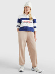 TOMMY HILFIGER Stripe Long Sleeve Cropped Rugby Polo