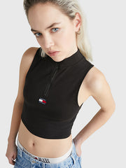 TOMMY HILFIGER Mock Neck Cropped Tank Toр