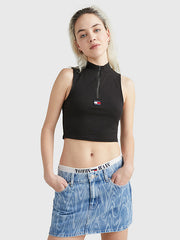 TOMMY HILFIGER Mock Neck Cropped Tank Toр