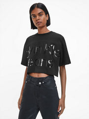 CALVIN KLEIN Cropped Gloss Logo T-Shirt