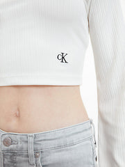 CALVIN KLEIN Shiny Rib Long Sleeve Top