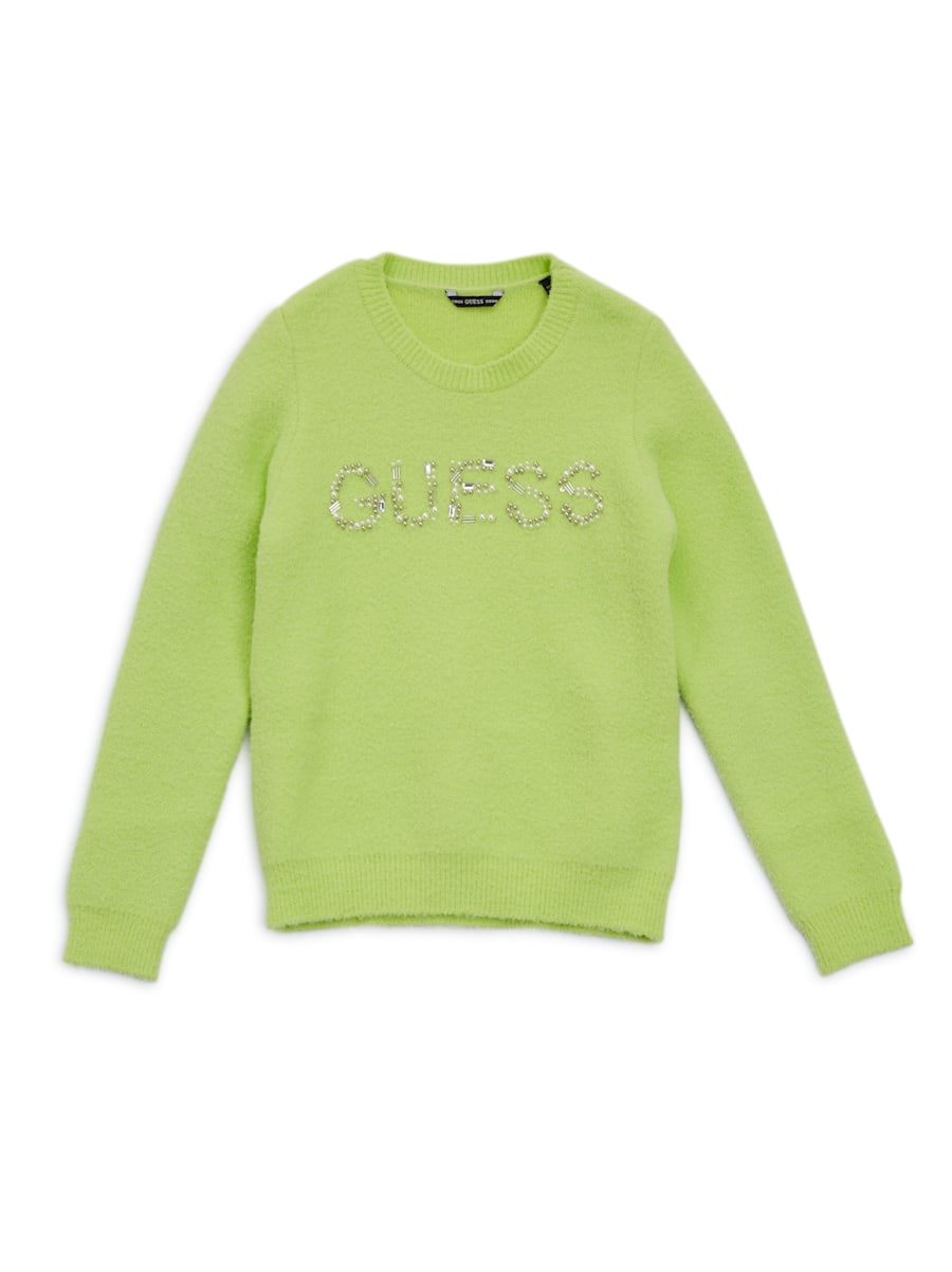 GUESS Fuzzy Embellished Logo Sweater