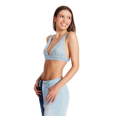 STEVE MADDEN Kendra Bra Top Denim Fabric