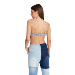 STEVE MADDEN Kendra Bra Top Denim Fabric