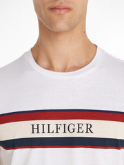 TOMMY HILFIGER Stripe Logo Slim Fit T-Shirt | WHITE