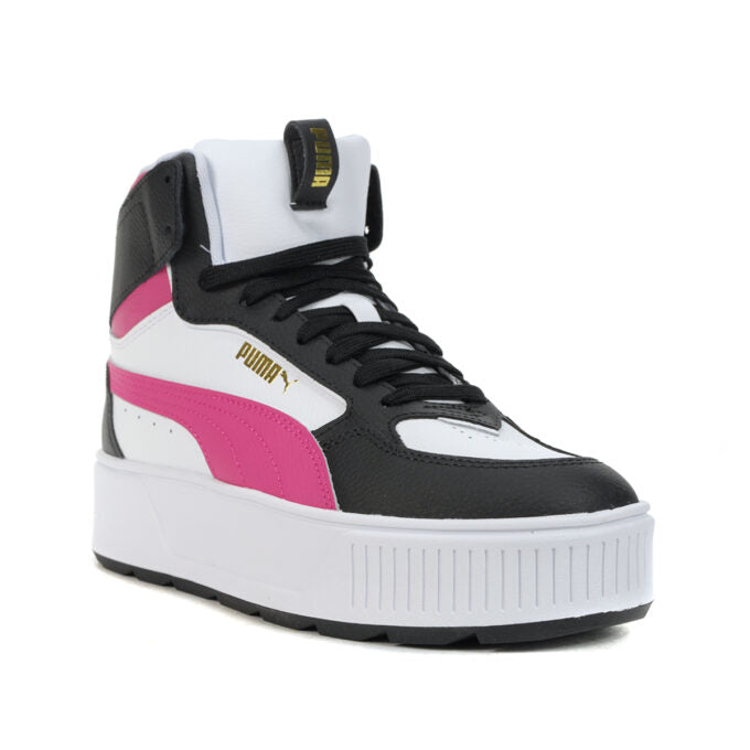 PUMA Women’s Karmen Rebelle Mid White/Beetroot Purple Platform Sneakers