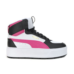 PUMA Women’s Karmen Rebelle Mid White/Beetroot Purple Platform Sneakers