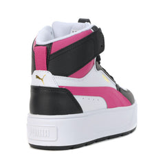 PUMA Women’s Karmen Rebelle Mid White/Beetroot Purple Platform Sneakers