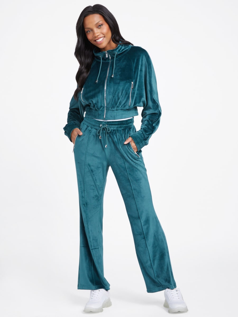 GUESS Eco Uma Velour Pants & Eco Uma Velour Zip-up Jacket Set